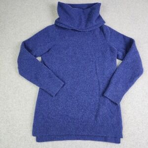 L.L. Bean‎ Cashmere Sweater Womens Medium Purple Ribbed Trim Classic Turtleneck
